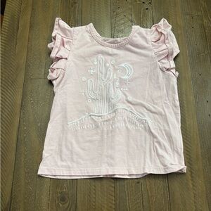 Rockin C Western Wear Pink Kids Tee with Ruffle Sleeves